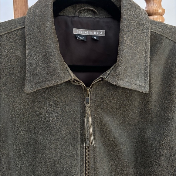 Vintage 90’s Isabella Bird Genuine Leather Biker Jacket with Floral Embroidery - Picture 3 of 8